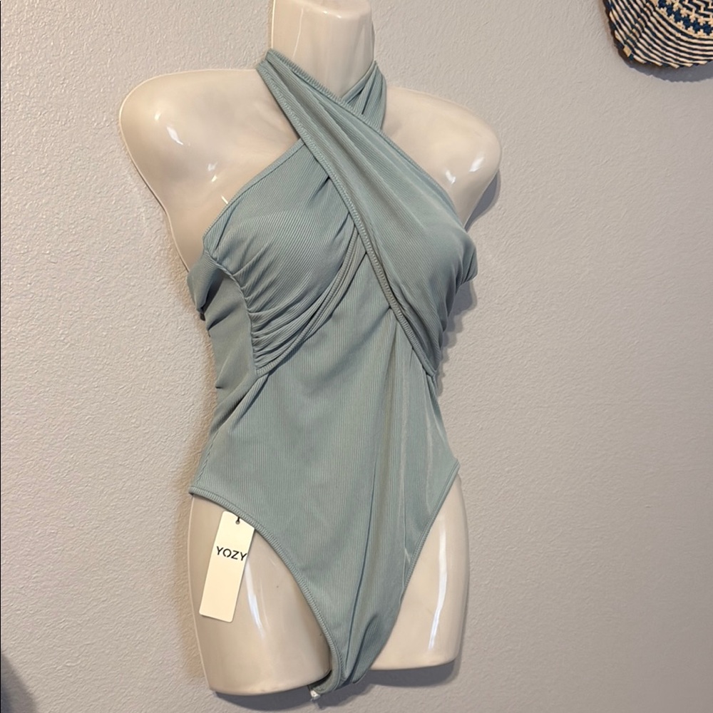 Yozy Light Blue Halter Bodysuit